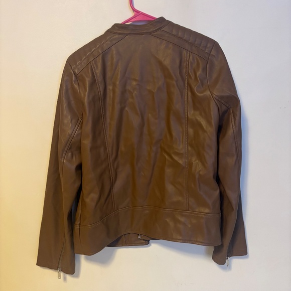 Apt. 9 Faux Leather Moto Motorcycle Jacket Coat Chestnut Brown Womens Size M - Picture 4 of 6